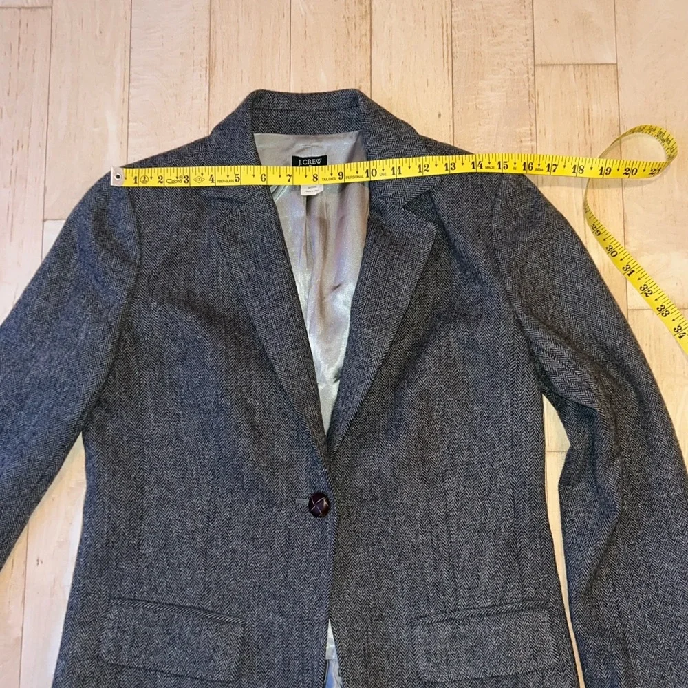 J. Crew Women's Schoolboy Wool Blend Gray Herringbone Blazer Size 6 Style 17398